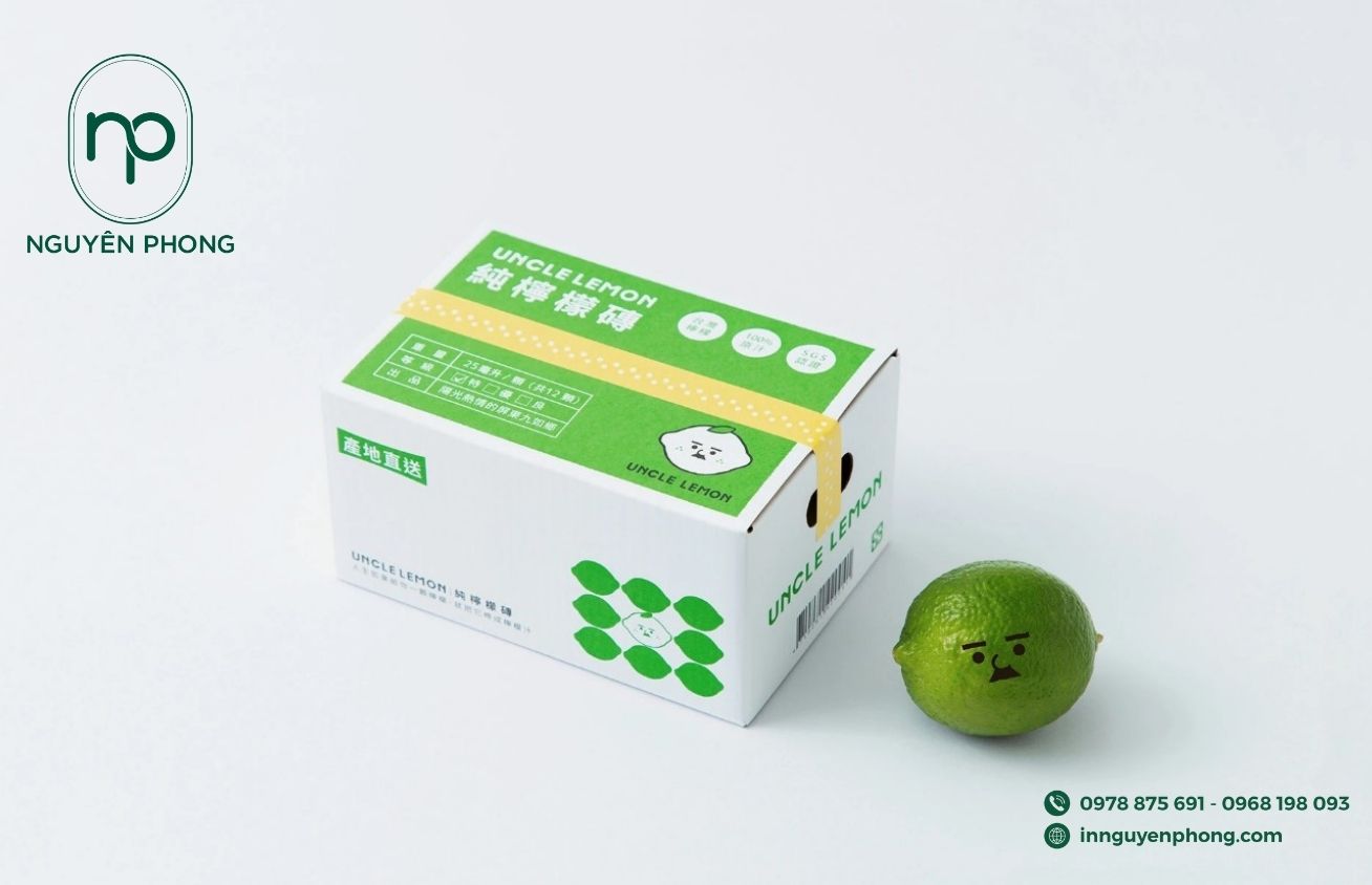 Mẫu thùng carton đựng chanh thiết kế lỗ thông hơi
